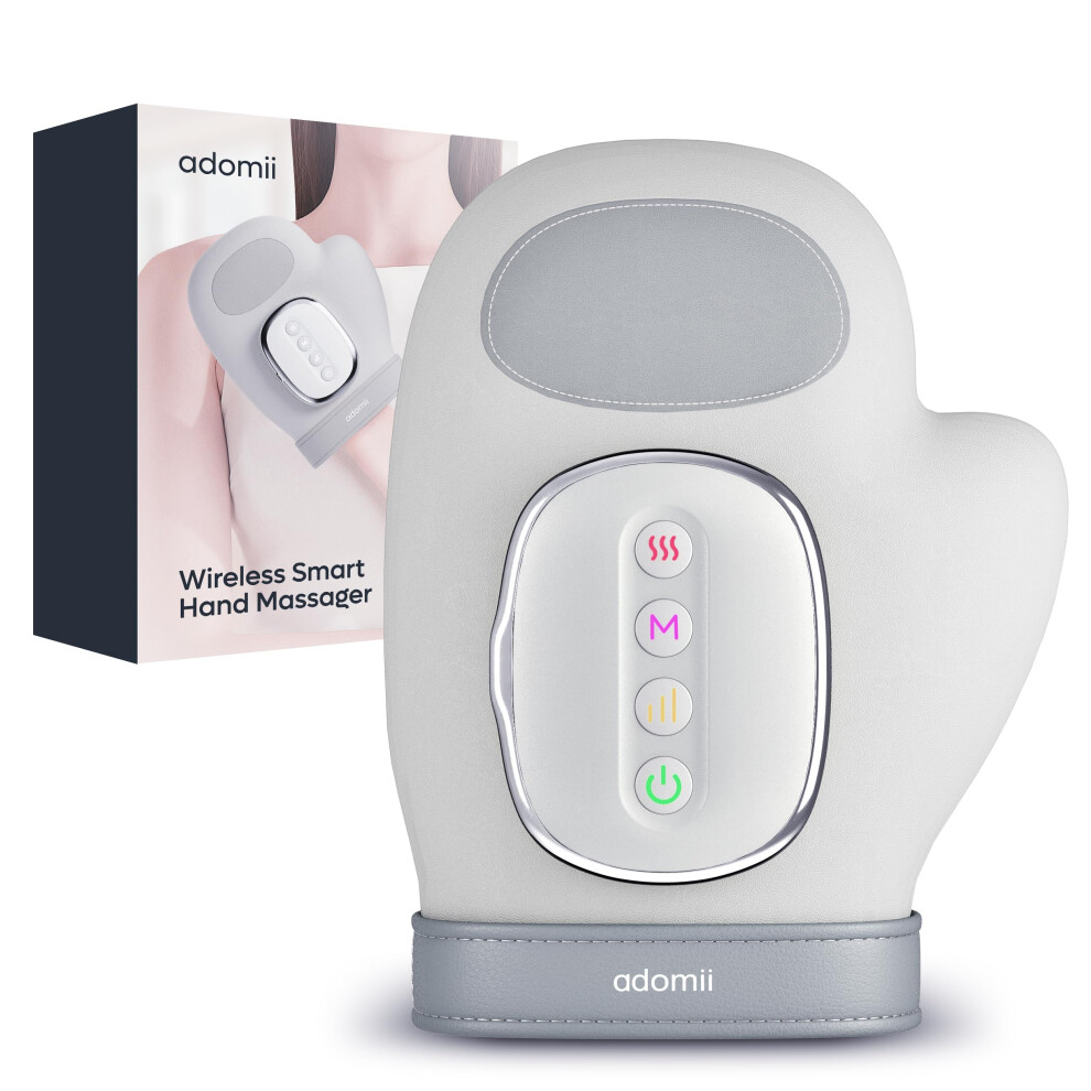 White Cordless Hand Massager With Heat And 360 Compression For Arthritis And Carpal Tunnel Relief