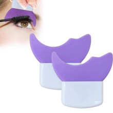 Mascara Guard Applicator Tool with Dual Curve Silicone Eyelash Shield for Quick Eye Makeup, 2 Pcs Purple