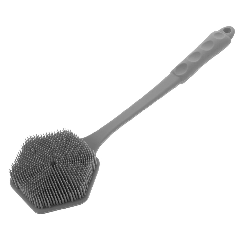 Silicone Back Scrubber with Long Handle DualSided Ergonomic Bath Brush for Shower and Dry Brushing