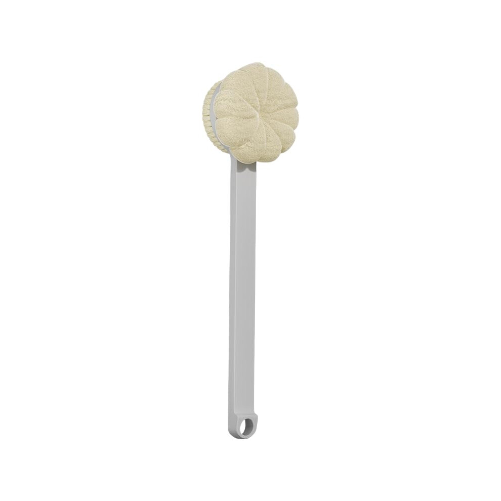 Grey Bath Brush With Extralong Handle And Dualsided Bristles, Back Scrubber For Shower Body Cleansing