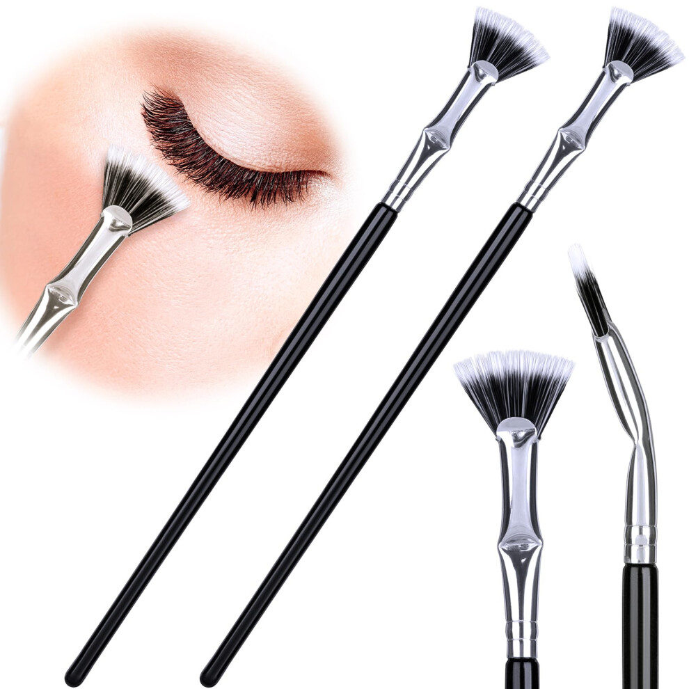 2pcs Folding Mascara Fan Brush and Eyelash Comb Separator with Soft Bristles for Precision Lash Lift