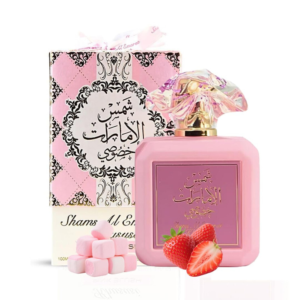 Women's Perfume Sweet Floral Fruity Gourmand Long Lasting Vanilla Strawberry Elegant Pink Bottle 3.4oz