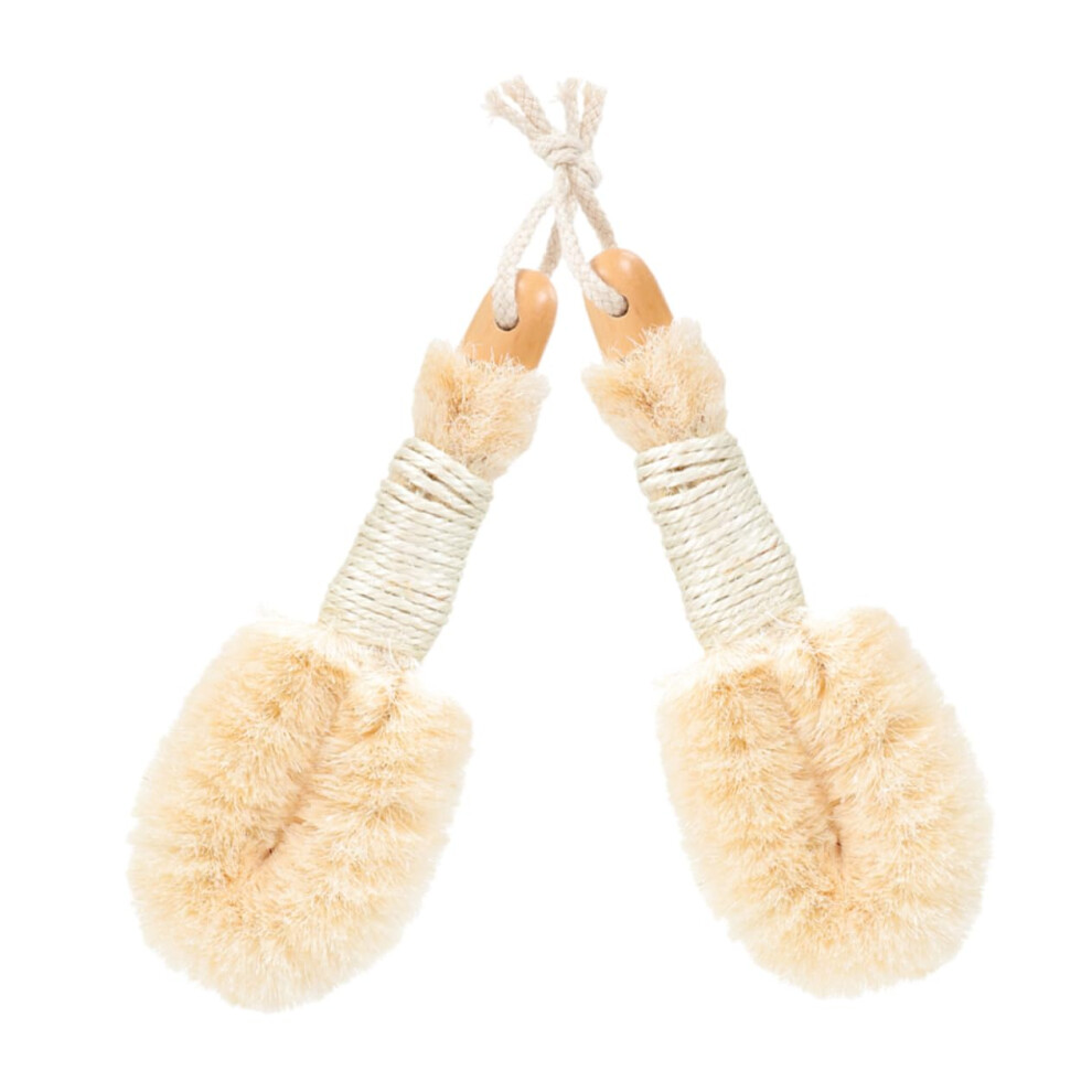 2Pcs Natural Sisal Body Brush for Dry Brushing and Deep Exfoliation with Ergonomic Handle