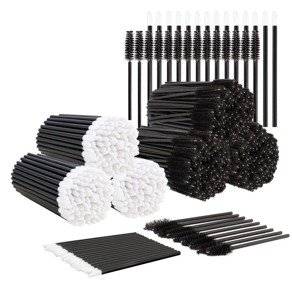 600Pcs Eyelash Extension Supplies with Disposable Mascara Wands and Lip Brushes for Makeup