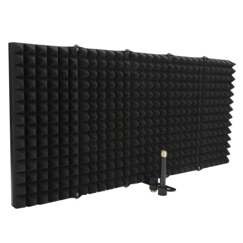 Sound Absorbing Foam Microphone Isolation Shield Foldable Mic Shield With Adjustable Angle Noise Interference Reduction Universal Mounting Portable 2