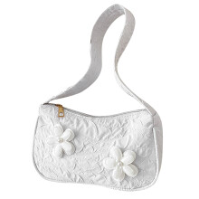 Bolsa tote estética com decoração floral, bolsa de lona premium feminina, bolsa transversal charmosa com fecho de zíper para compras, encontros e