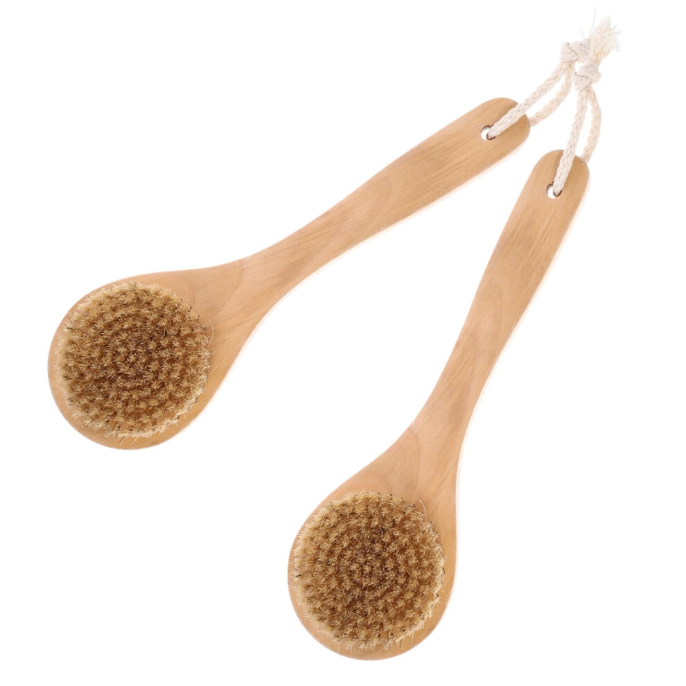 2Pcs Natural Bristle Bath Brush for Deep Cleansing and Gentle Exfoliation Shower Body Scrubber