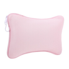 Bath Pillow with Suction Cups for Neck and Back Support, Breathable Mesh Spa Cushion, Pink