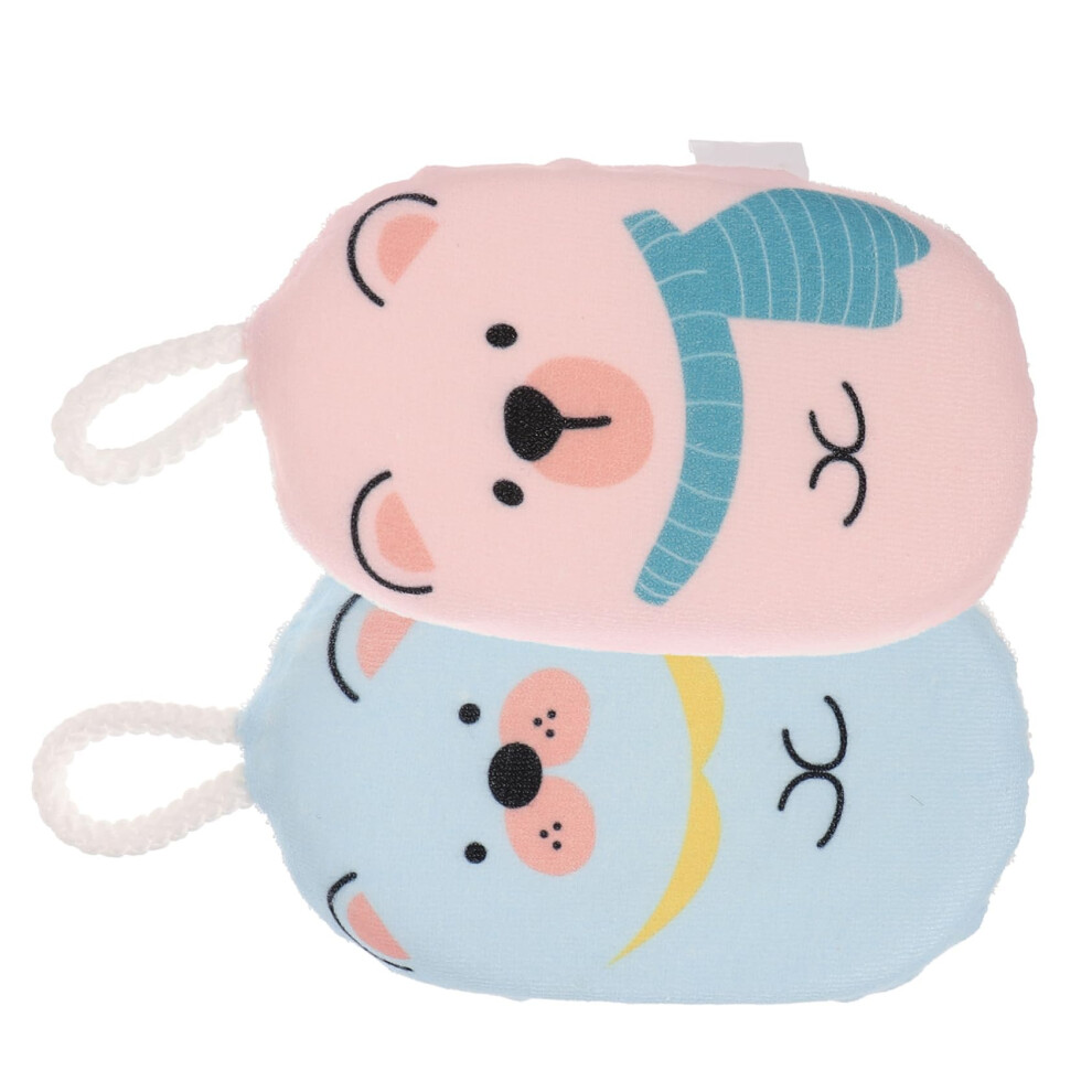 2pcs DoubleSided Bath Sponge for Kids and Adults Gentle Loofah for Sensitive Skin Bear Design
