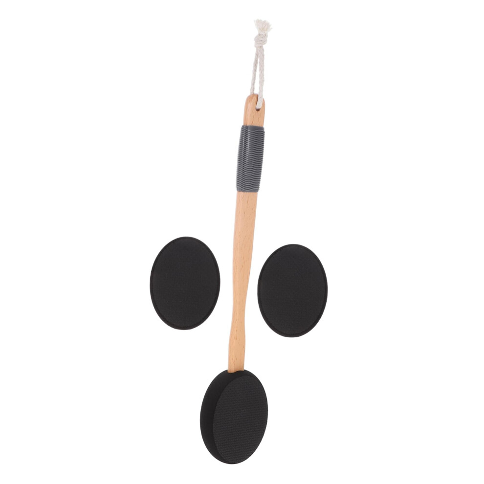 Back Lotion Applicator with Long Handle and Replaceable Brush Heads for Wet or Dry Use