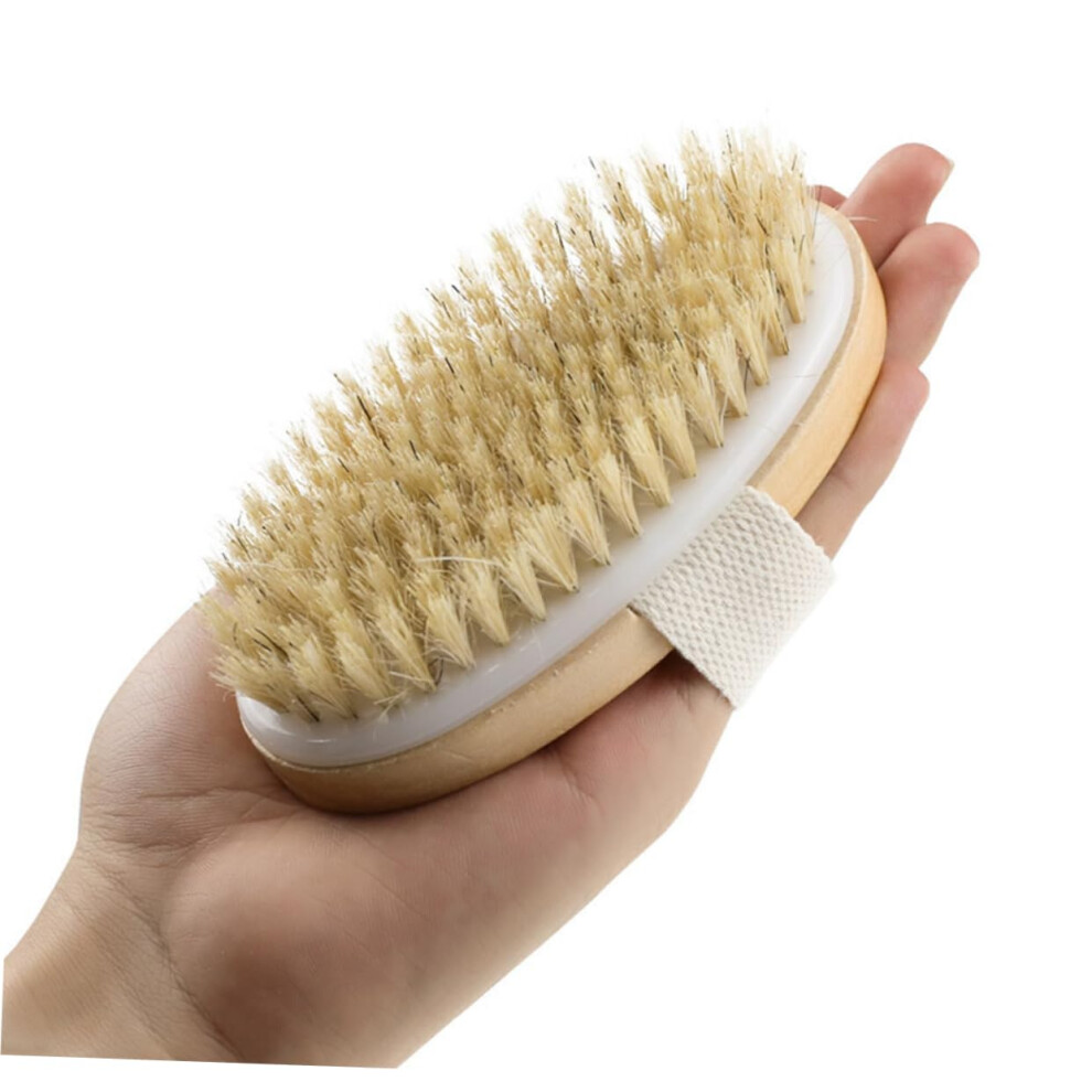 Natural Wooden Body Brush with Pig Bristles for Gentle Exfoliation and Cellulite Reduction