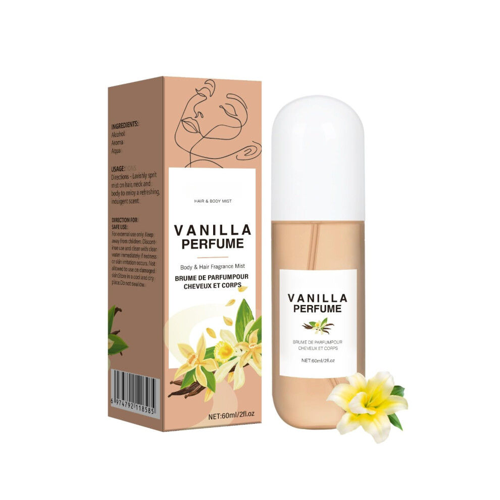 Vanilla Perfume Mist 60ml LongLasting Unisex Hair and Body Fragrance Spray Sweet Floral Citrus
