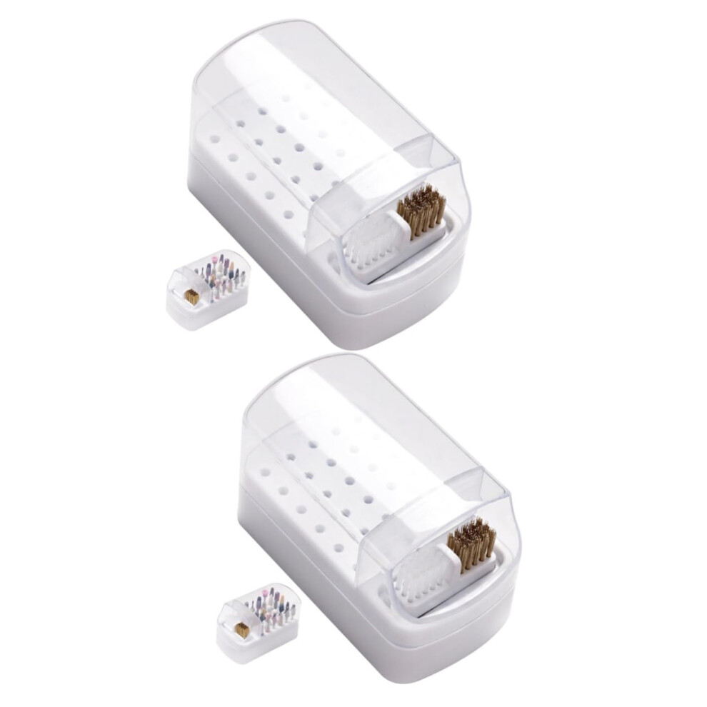 Nail Drill Bit Holder Set, Transparent DustProof Storage Case with Slots for Salon and Home Use