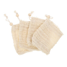 4Pcs Natural Linen Exfoliating Soap Saver Bags with Drawstring for Shower Bath Gentle Skin Scrub