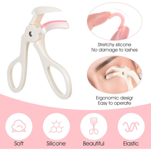Mini Eyelash Curler Set with Wide Angle and Precision Partial Curl, 2 Pcs with Extra Silicone Pads 2