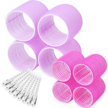 Self Grip Hair Rollers Set 16pcs with Jumbo and Large Sizes and Clips for Heat Curls and Volume
