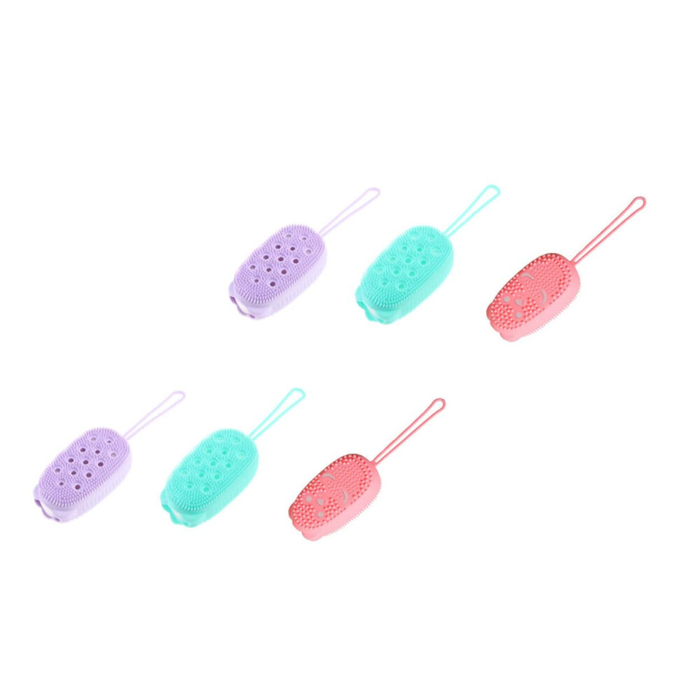 Shower Brush Set with Dual Sided Silicone Bath Scrubber for Exfoliating and Massage for Adults
