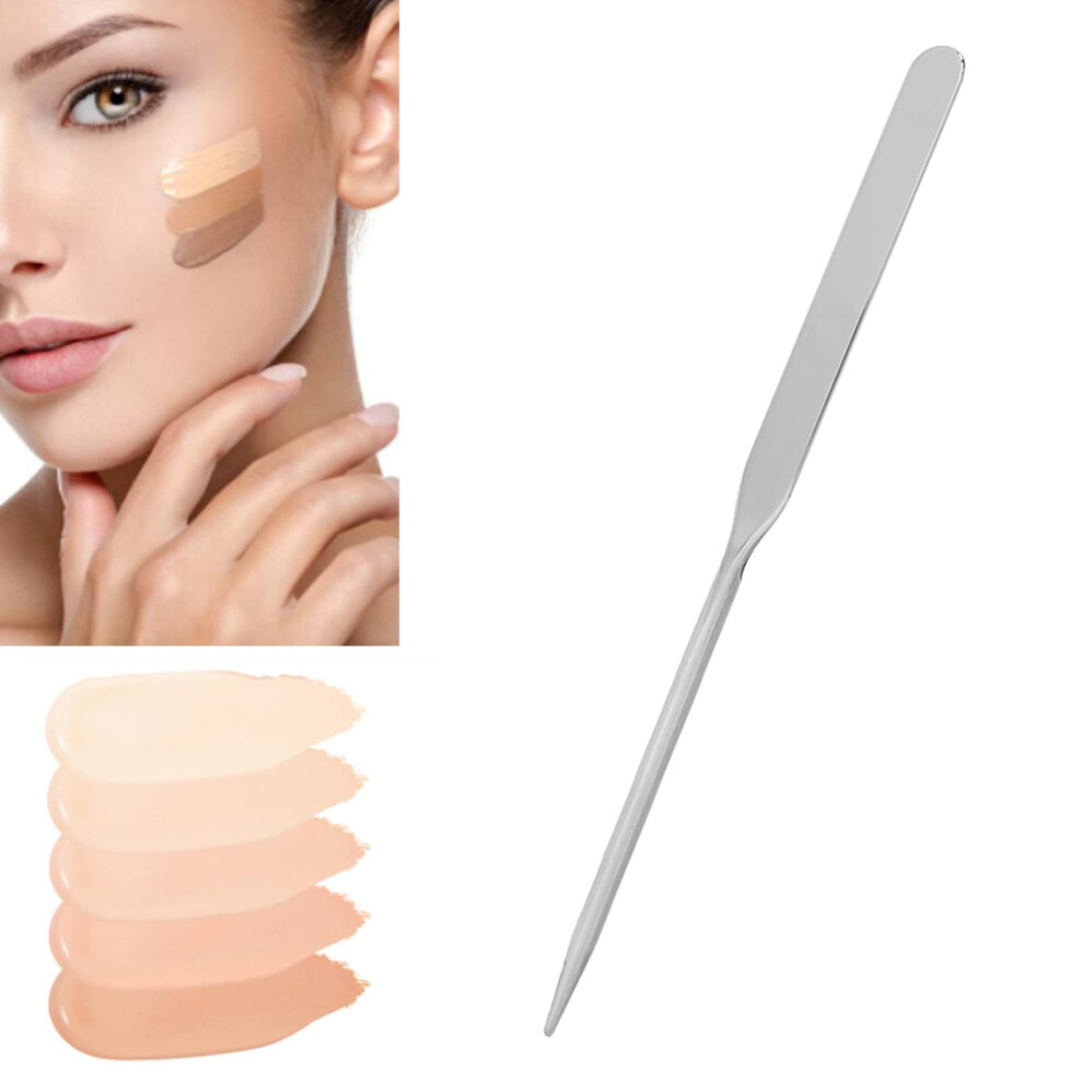 Stainless Steel Makeup Spatula with Palette for Precision Color Mixing and Smooth Foundation Application