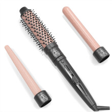 3 in 1 Curling Iron Set with 3 Interchangeable Ceramic Barrels, Rapid 30s Heat, Dual Voltage