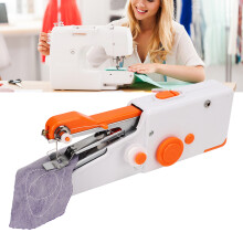 Machine à coudre portable orange à main, mini électrique DIY pour voyager