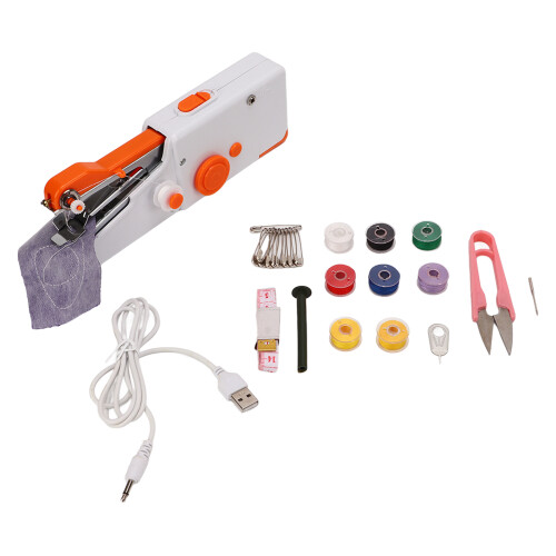 Orange Portable Handheld Sewing Machine - DIY, Lightweight & Ergonomic 1