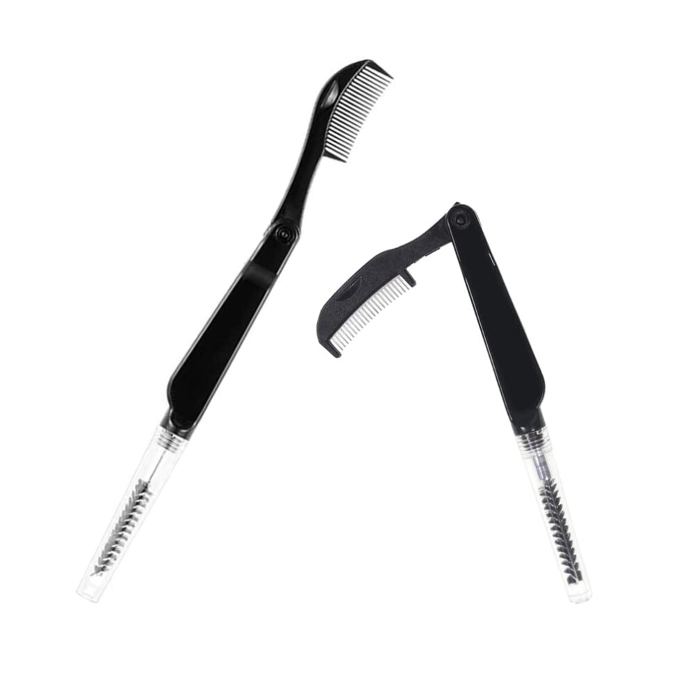 2 Pcs Foldable Eyebrow Comb and Eyelash Separator 2 in 1 Brow Grooming and Lash Brush Set