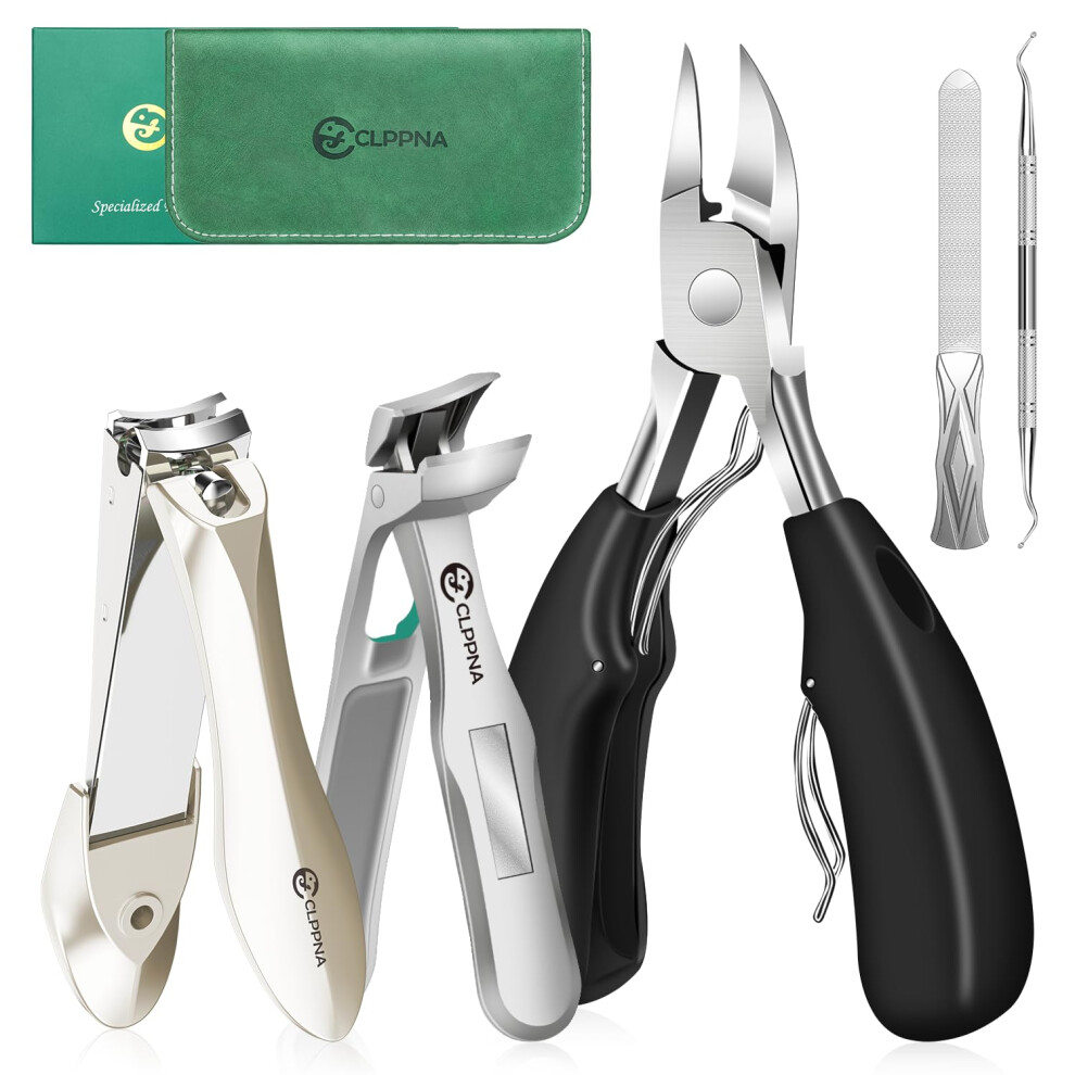 Toenail Clippers for Seniors with Sharp Angled Head, Long Handle Heavy Duty Cutter for Thick Nails and Ingrown Nails