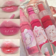 Lip Gloss Set 3 Colors Pink Berry Peachy Long Wearing Waterproof Moisturizing Kitty Packaging
