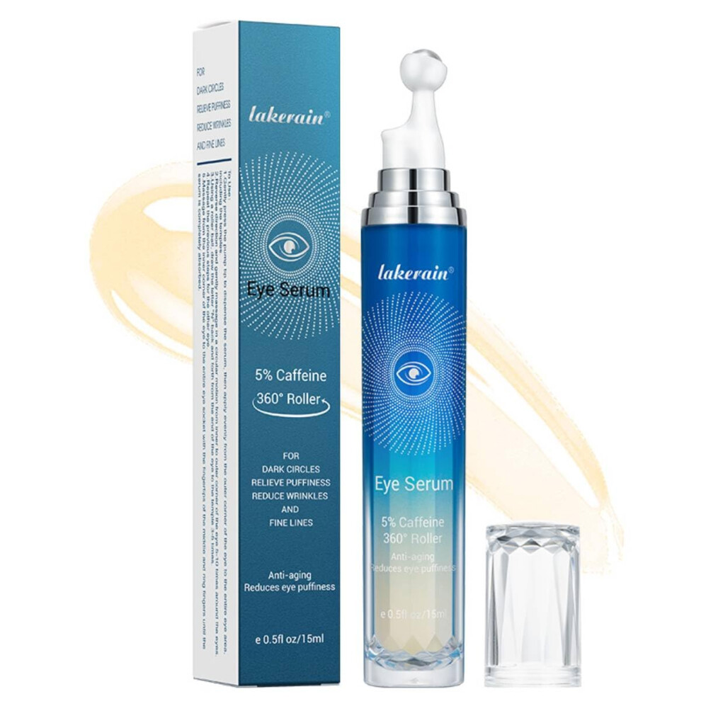 Dark 5% Caffeine Eye Serum And Under Eye Roller For Circles, Puffiness, Wrinkles, Hydration