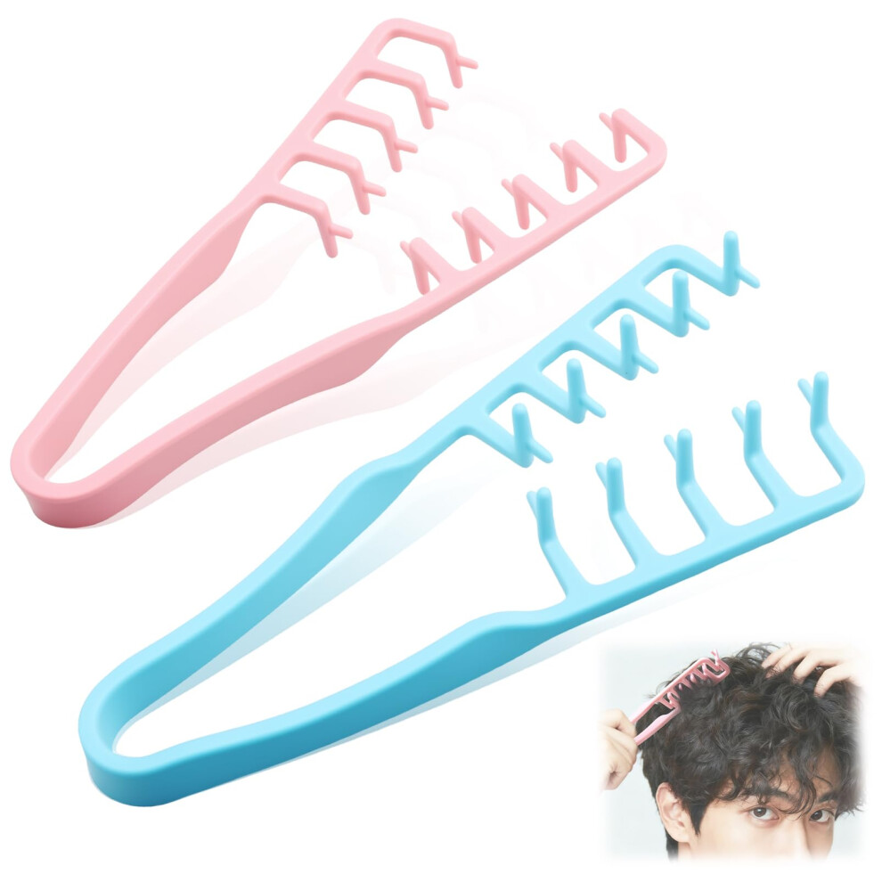 Unisex Green/Pink Hair Volume Comb Set With Wide And Fine Teeth For Instant Root Lift And Gentle Scalp Care (+Pink)