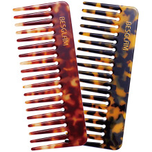 Wide Tooth Comb for Curly and Thick Hair, AntiStatic Detangling Comb, 6 Inch, 2 Pack Tortoise and Tokyo