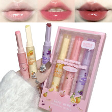 Jelly Lipstick Balm with HeartShaped Stick, Deep Hydration Glossy Tint, 3 Colors Long Lasting