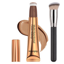 Contour Stick with Cushion Tip, Liquid Concealer and Highlighter Wand, Light Brown Blendable Finish