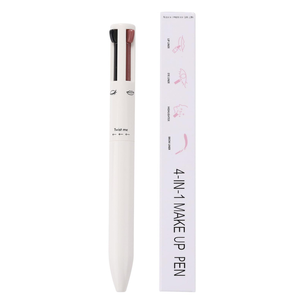 4 in 1 Makeup Pen Waterproof Longwear Eyeliner Eyebrow Lip Liner Highlighter with Rotating Press