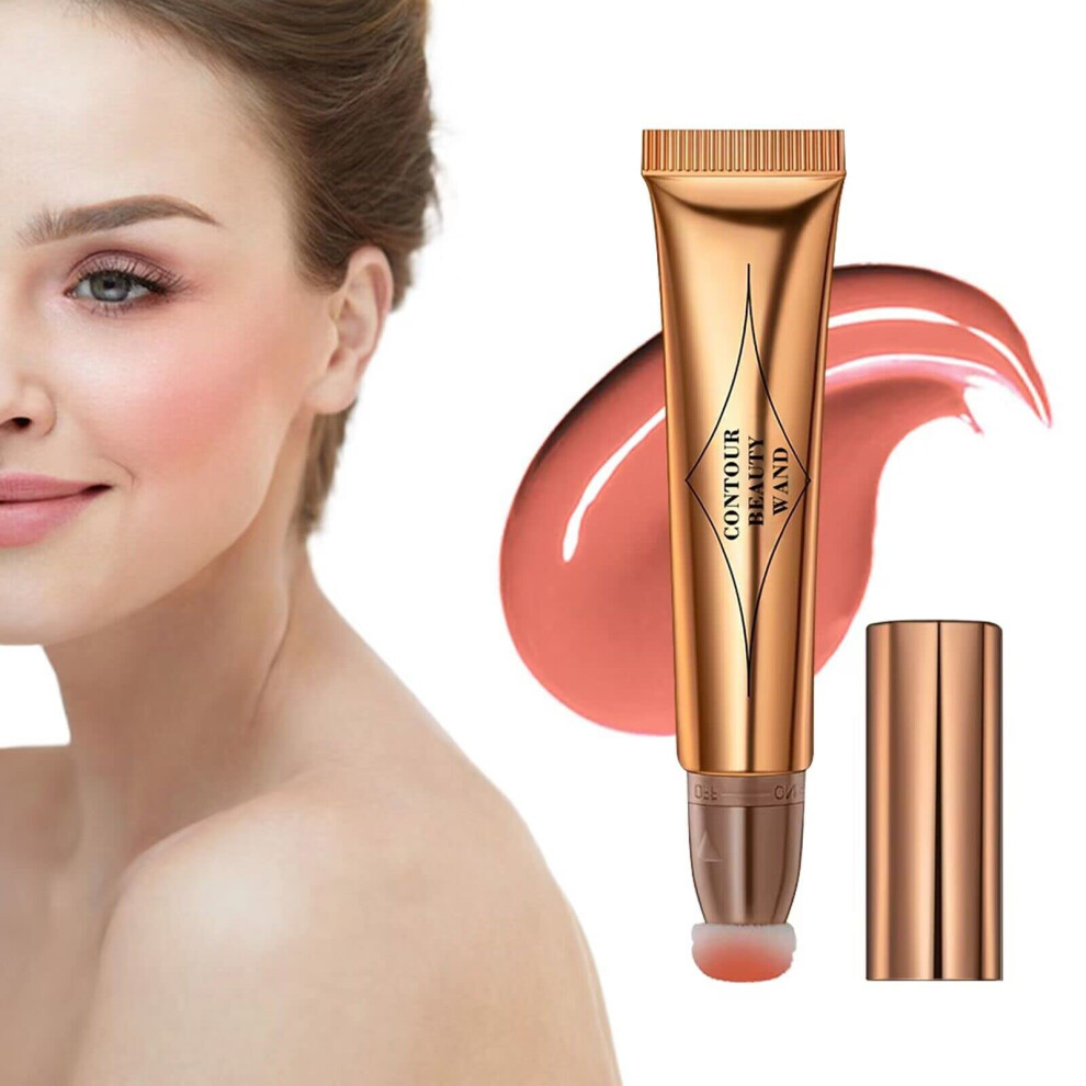 Peach Contour Stick With Cushion Applicator, Long Lasting Waterproof Liquid Contour, Blush Finish