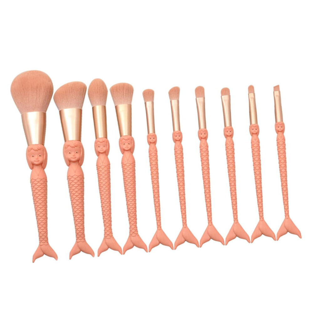 10 Piece Makeup Brush Set with Soft Synthetic Fibers for Foundation Powder Eyeshadow Contour