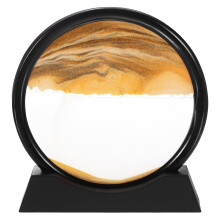 7 Inch Round Sand Art Picture with Adjustable Flow Control, Yellow Moving Sand Frame for Desktop Decoration