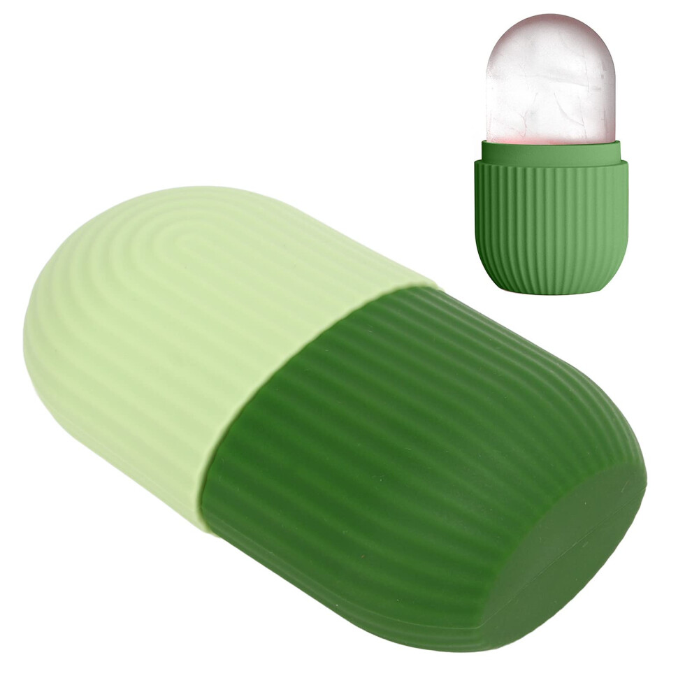 Green Ice Roller For Face And Eyes, Reusable Silicone Facial Ice Mold Massager For Puffiness Relief, Striped