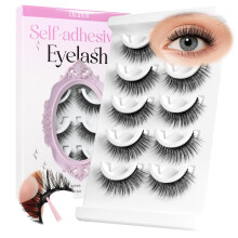 Self Adhesive Eyelashes 5 Pairs Natural Look Reusable Press On Lashes with Extra Adhesive Strips