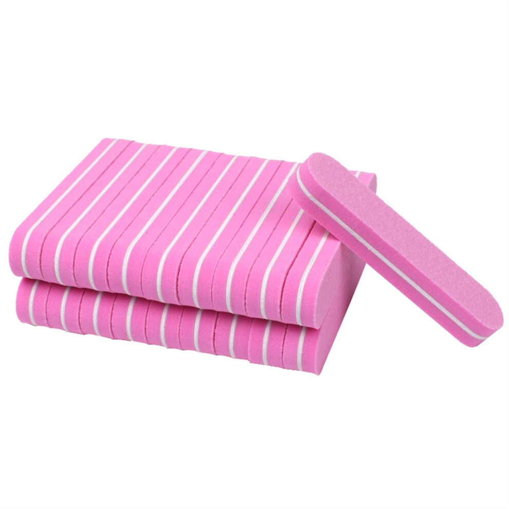 Pink 200Pcs Mini Nail File 100/180 Grit Emery Board For Manicure Pedicure Salon And Home Use
