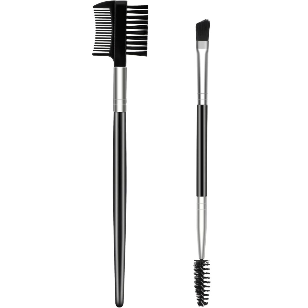 Professional Eyebrow Brush and Eyelash Comb Set for Precise Brow Shaping and Lash Separation, 2pcs