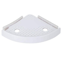 (White, 1) Bathroom Triangular Storage Shelf With Hooks Corner Organiser Shelves