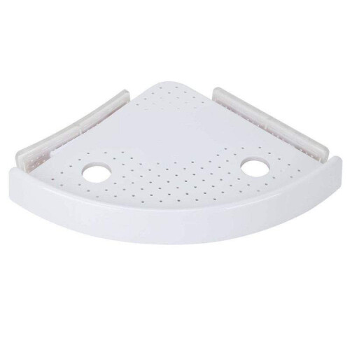 (White, 1) Bathroom Triangular Storage Shelf With Hooks Corner Organiser Shelves