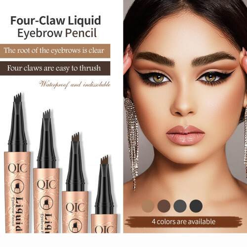 Waterproof MicroFork Eyebrow Pencil, SmudgeProof 4Tip Microblading Brow Pen for Natural Finish 2
