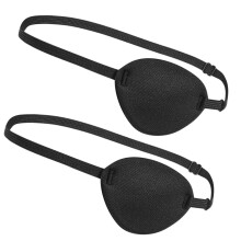 2Pcs Black 3D Comfortable Eye Patch with Adjustable Strap for Kids and Adults Pirate Style