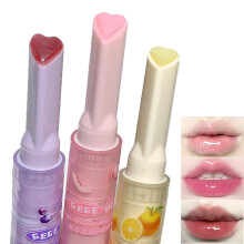 Tinted Lip Balm with Mirror Moisturizing Heart Shaped Jelly Lipstick Glossy Vivid Color