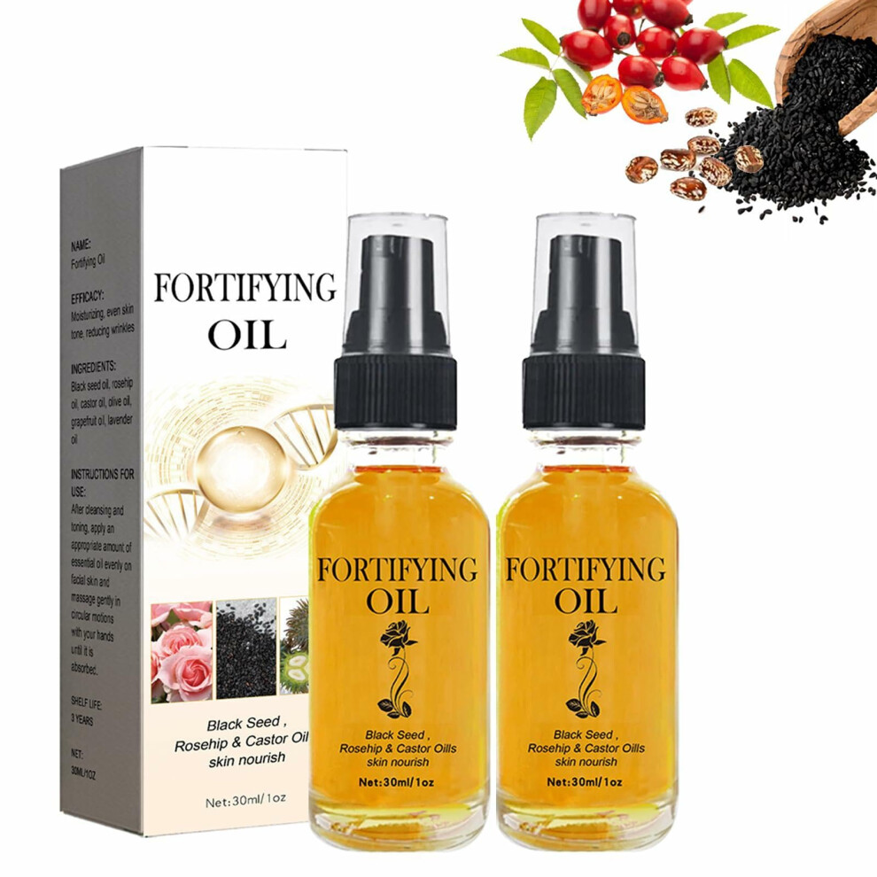 Black Organic Antiaging Face Serum With Rosehip Seed Castor Oil For Deep Hydration (2Pc)