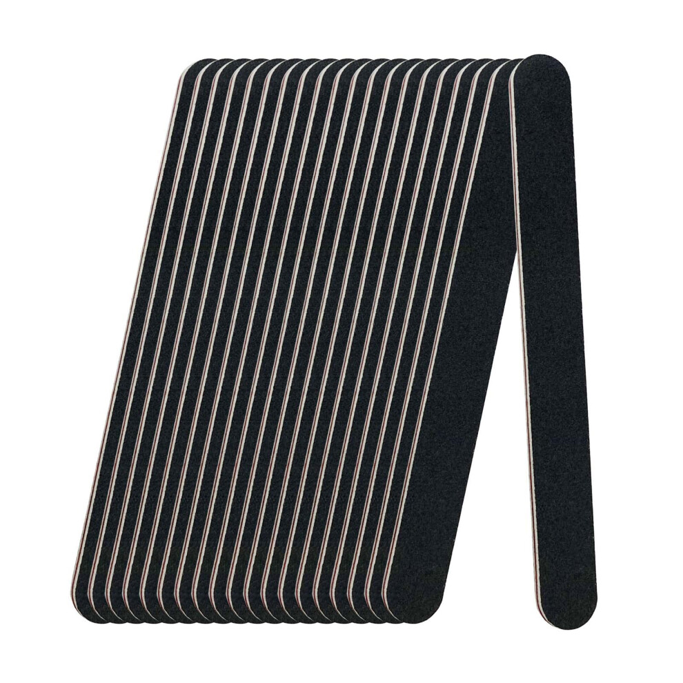 20 Pack 100/180 Grit Nail Files Black Dual Grit Emery Boards for Acrylic and Natural Nails
