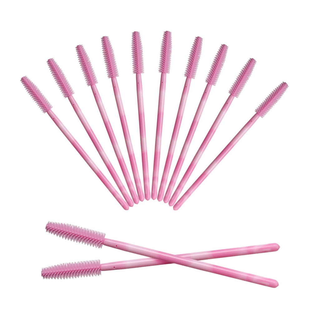 Pink 50 Pack Silicone Mascara Wands Disposable Eyelash Brushes With Soft Bristles For Extensions
