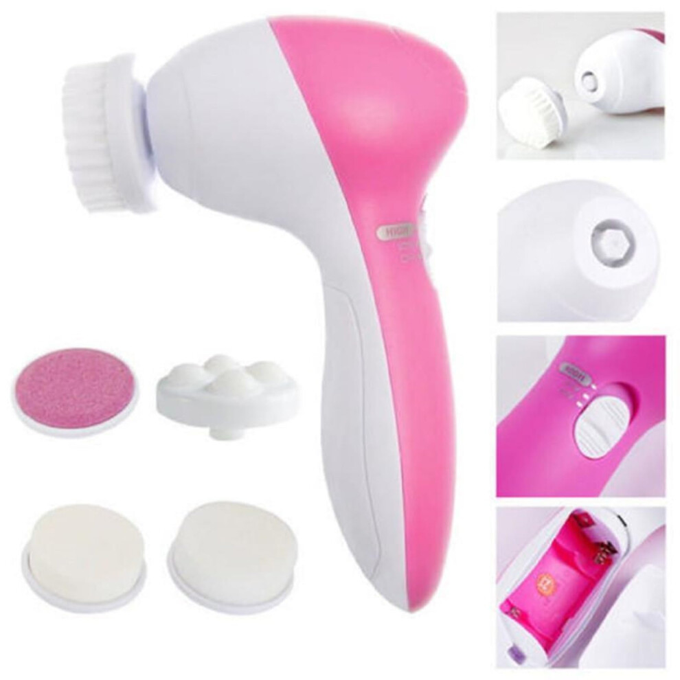 5 in 1 Electric Facial Cleansing Brush with 5 Heads, Rotating Face Massager for Deep Pore Cleaning